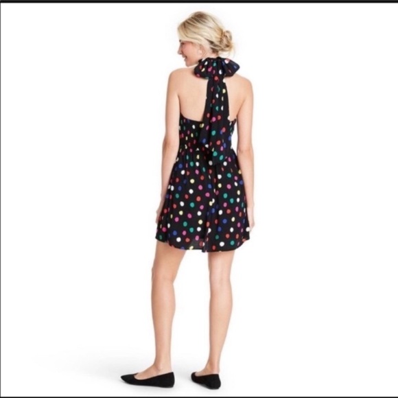 Polka Dot Sleeveless Halter Dress RIXO Target Blk Q. - Picture 2 of 7